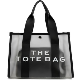 Bolsa The Tote Bag Grande Mujer,Bolsas Tote de Mujer Transparente 2024,Bolso Grande para Mujer Impermeable, para Shopper, School, Viaje, Oficina (Negro)