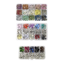Hobby Trendy No Sew Colorful Variety 9.5 mm Prong Snap Buttons Your Choice of Open Ring, Capped and/or Pearl Capped (All3 Boxes)