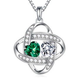 MOOSEA Anniversary Wife Gifts - Sterling Silver Moissanite Necklace Jewelry, Anniversary Mothers Birthday Gifts for Her Wife Mom, May Birthstone Emerald Necklace I Love You Gift