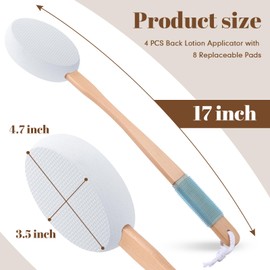 Sunnyray 17" Long Lotion Applicator for Back, 8 Replaceable Pads with 4 Long Handled, Long Handle for Easy Reach and Self Application of Body Wash, Shower Brush Back Sunscreen Applicator