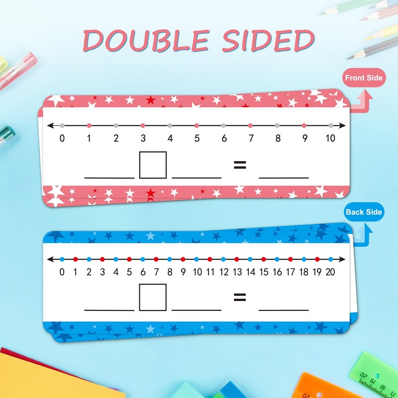 26 Pack Dry Erase Number Line Board Card 4”x12” Inch