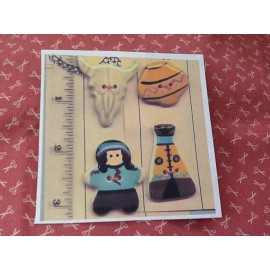 Ceramic Kiln Fired Handmade and Hand-painted Buttons Indian Boy Theme - New #52