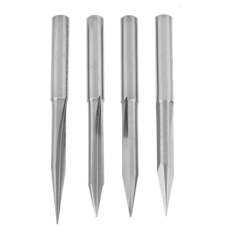 4Pcs VShaped Carving Cutter 2Edged Engraving Bit 4x0.3x15°/4x0.3x20°/4x0.3x25°/4x0.3x30°