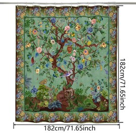 HMS Happy Memories Thicken Durable Polyester Blend Cloth Fabric Bathroom Curtain Colorful Bohemian Boho Floral Print Beautiful Bright Shower Curtain for Bathroom Decoration, 72"x72" (Season 19)