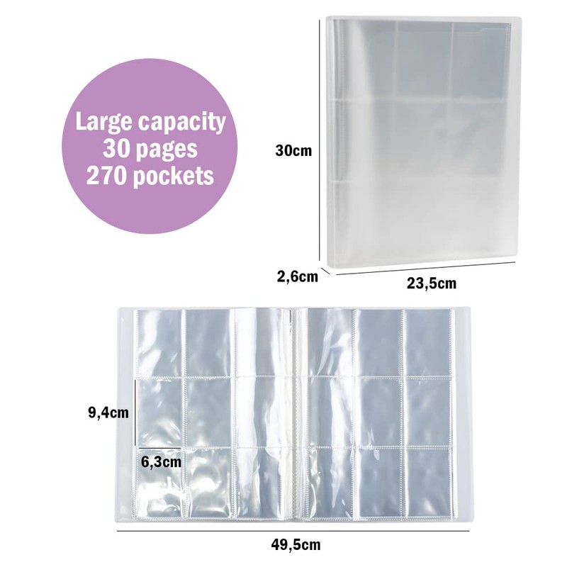 QILZO® Instant Photo Album 30 Pages 270 Pockets Transparent Photo