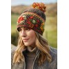 Pachamama Women Wool Beanie Bobble Hat Fleece Lined Hand Crocheted