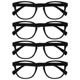 Opulize MMMM2-1 -1.00 Pop Binoculars Pack of 4 Nearsightedness Keck Round Matte Frame Spring Hinges Scratch-Resistant Black Men Women