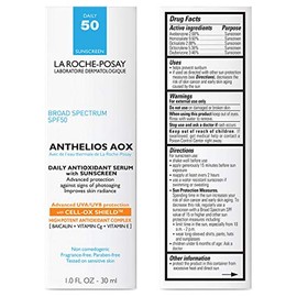 La Roche-Posay Anthelios AOX Protector solar facial SPF 50 diario antioxidante cara serum con protector solar, 1 fl. Oz., 1 fl. oz