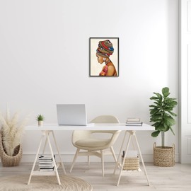 Stupell Industries Woman Wearing Traditional African Fashion Headwrap, Designed by Gina Ritter Black Framed Wall Art, Multi-Color