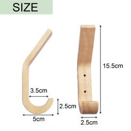 Asdays Wall Hanging Hooks, Plasterboard Wooden L-Shaped Hooks, Walnut, Plasterboard Wall, Coat Hanging, Dual Purpose Hooks, Storage Set of 4