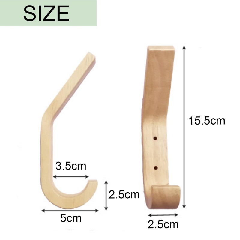 Asdays Wall Hanging Hooks, Plasterboard Wooden L-Shaped Hooks, Walnut, Plasterboard