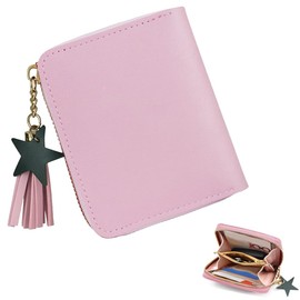 JRYXDS Mini Women's Small Leather Wallet, Purse with Zip and Many Compartments, Small Purse in Short Format, Coin Compartment Wallet