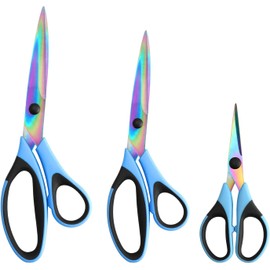 ZXUY Craft Scissors Sharp Blades Fabric Scissors Rubber Soft Grip Handle Multipurpose Scissors Suitable for Sewing Arts Crafts Office School and Home (Blue 3Pcs)
