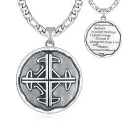 Cross Necklace for Men 925 Sterling Silver Cross Serenity Prayer Necklace Religious Jewelry Gifts for Men Women