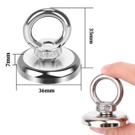 Aenienoe Strong Magnets Strong Large 55 kg Neodymium Magnet Extra Strong Magnets Strong Hold Pack of 6 Magnetic Fishing with Eyelet Screws for Magnet Fishing in Home, Workshop, Water Diameter 36 mm