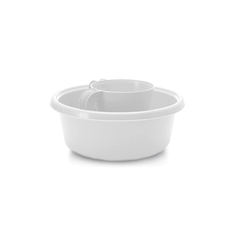 YBM Home Square Plastic Cup & Wash Basin Set, Long-Lasting,