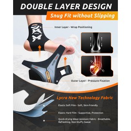 WKWE Adjustable Ankle Brace for Men - Ultra-Thin Breathable & Elastic Ankle Sleeves Compression Support for Sports Protect, Arthritis, Plantar Fasciitis, Achilles tendonitis, Recovery