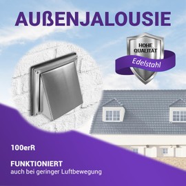 Vioks.pro Ventilation Grille 150 mm Stainless Steel with Backflow Flap - Cover Extractor Hood Exterior, Extractor Flap for 100 Round Connection System