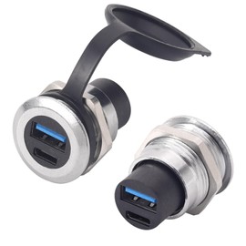 PENGLIN 2PCS Dual USB Panel Mount Adapter, USB-C 3.1 & USB 3.0 Female to Female Bulkhead Socket - 10Gbps Data, Fast Charging for Car, Home, Industrial Use