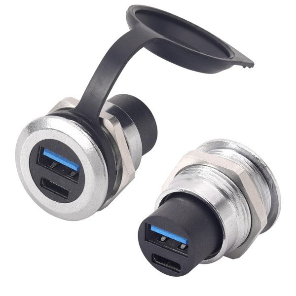 PENGLIN 2PCS Dual USB Panel Mount Adapter, USB-C 3.1 &