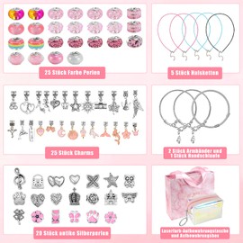 Homgaty Gifts for Girls 6-12 Years, Jewellery Crafts Girls, Jewellery Craft Sets Gifts for Girls Children, Charm Bracelet Craft Set Kit DIY for Girls from 6 7 8 9 10 11 12 Years Girls (Pink)