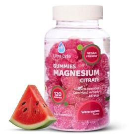 Ultra Lyte Magnesium Citrate Gummies – 336 mg Elemental Magnesium per Serving – 120 Gummies (30 Days) – Gelatin Free Vegan High-Strength Supplement – Watermelon Flavour