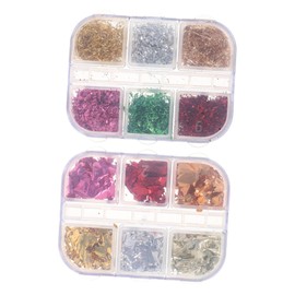 FRCOLOR 2 Boxes Metallic Nail Glitter Flakes Holographic Iridescent Foil for DIY Nail Art Crafts Colorful Gradient Sequins for Holiday Decoration Easy Application Styles Included