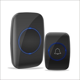 Wireless doorbell, waterproof doorbell kit（Includes an alkaline battery）, working range of 500 feet, volume adjustable, 50 chimes (1to1black)