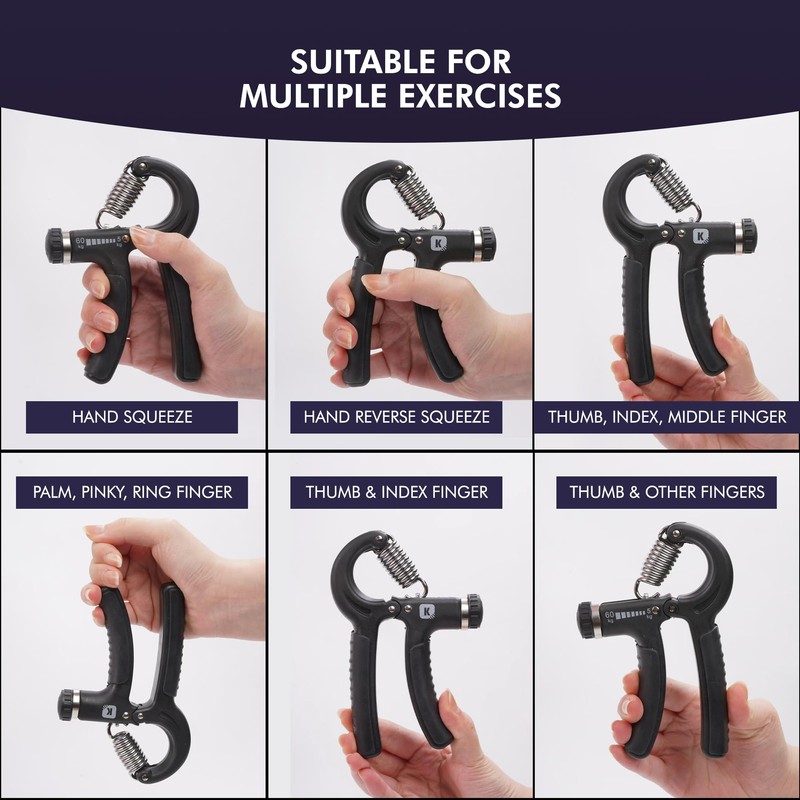 Grip Trainer, Adjustable Resistance Hand Grip Exerciser with Stainless Steel