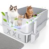 ReliGow XXL Stainless Steel Cat Litter Box High Sides with