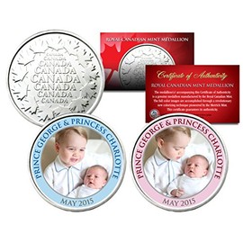 Prince George & Princess Charlotte Set of 2 Royal Canadian Mint Medallion Coins