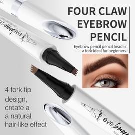 Eyebrow Pencil, Eyebrow Pen, Microblading Eyebrow Pen with 4 Micro-Fork Tip, Natural Makeup Long-Lasting Waterproof Brow Pencil for Women (Light Brown)