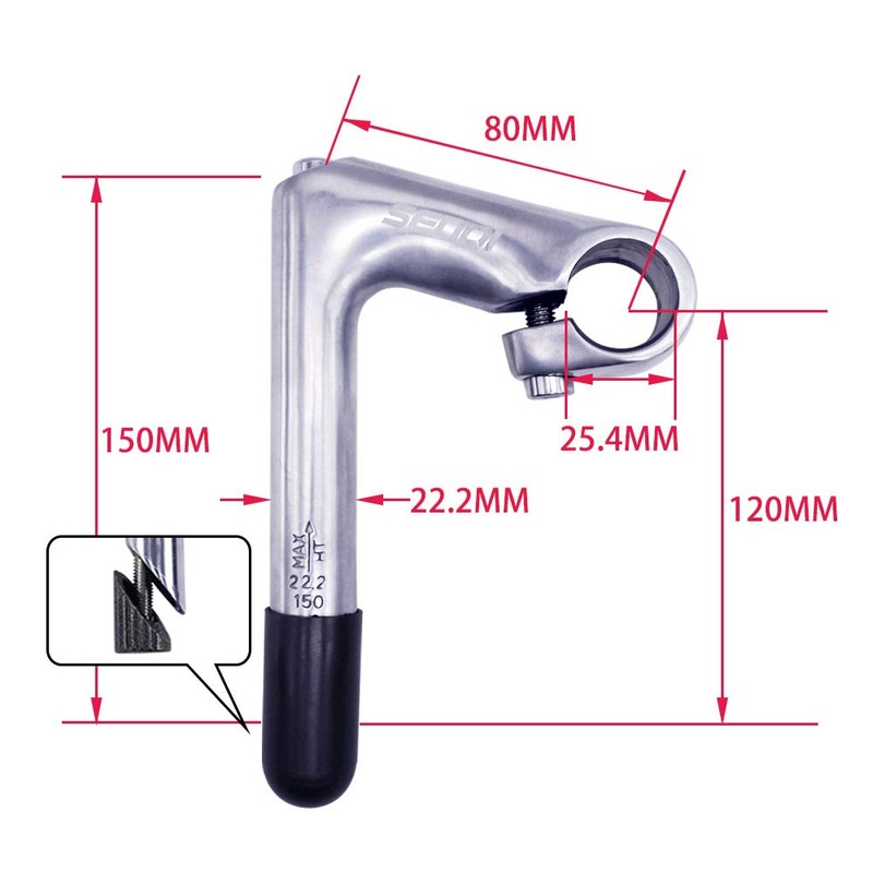 SENQI 22.2 * 25.4mm Electroplating Gooseneck Stem Aluminum Alloy 80