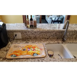Caroline's Treasures CK2658DDM Fall Harvest Brown Cockapoo Dish Drying Mat Absorbent Dish Drying Mat Pad for Kitchen Counter Dish Drainer Mat for Countertop, 14 x 21", Multicolor