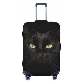 Richugui Cool Black Cat with Green Eyes Luggage Cover Elastic Washable Stretch Suitcase Travel Suitcase Protector Anti-Scratch Cover for Kid and Adult (L)