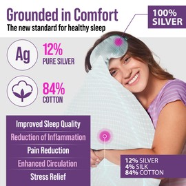 ECOHEAL Grounding Pillowcase King Size with 12% Silver Fiber, 4% Silk, 84% Organic Cotton - Earth Grounding Pillow Case - Conductive Grounded Pillowcase for Better Sleep - 20 x 36 Inch, White