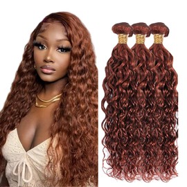20 22 24 Inch Color 33 Bundles Huaman Hair Copper Red Water Wave Bundles Huxowax Virgin Soft And Silky Remy Hair Extensions Auburn Wet And Wavy Bundle 300g