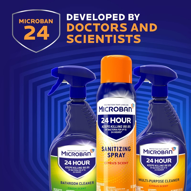 MICROBAN Disinfectant Spray, 24 Hour Sanitizing and Antibacterial Sanitizing Spray,