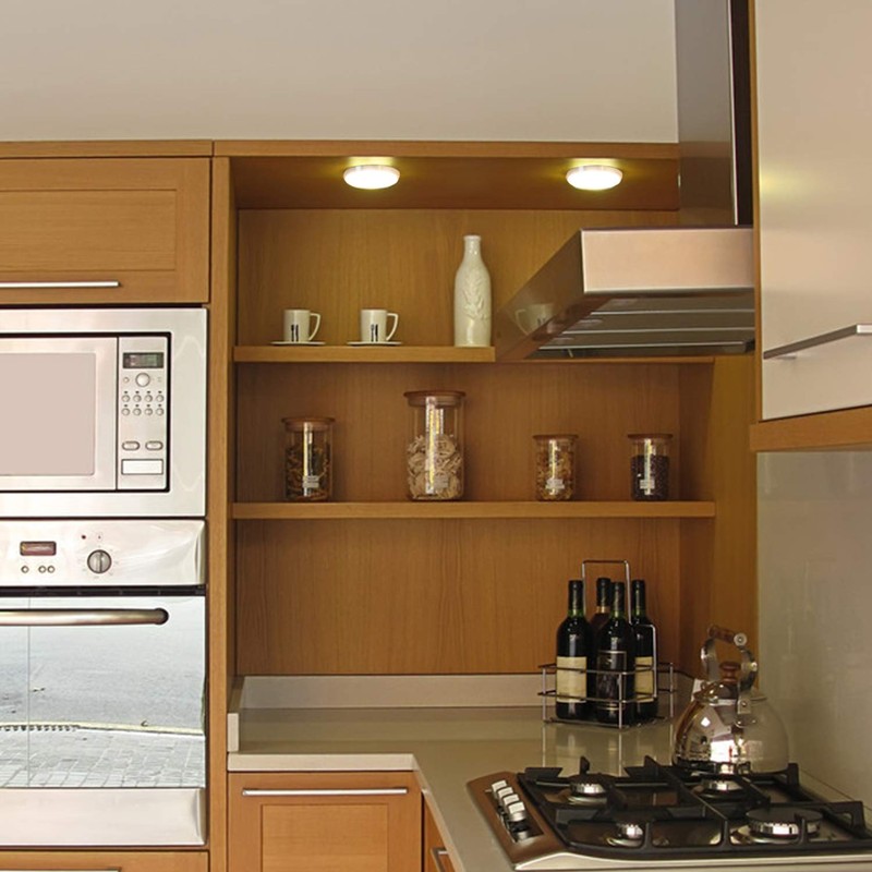 Lrlite 3 Pack Linkable Puck Lights for Kitchen Cabinet, Under