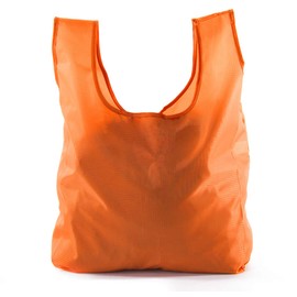 Mato & Hash Reusable Grocery Bags | Foldable w/Integrated String Pouch | Ripstop Nylon Tote - 100PK Orange CA2650