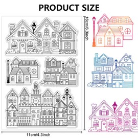 CHGCRAFT City Street Landscape Clear Stamps House Transparent Stamps Building Pattern Silicone Clear Stamp Seals for DIY Scrapbooking Photo Album Decoration, 4.3x6.3inch