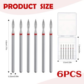 6 Pcs Efile Nail Drill Bits Prefix Emery Bit Electric Nail File Bits Acrylic Gel Nails Cuticle Drill Bit Set for Manicure Pedicure Diamond Drill Polishing File Grinding Heads Tools