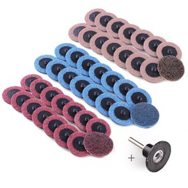 LotFancy 2 Inch Sanding Discs, 45PCS, Roll Lock Surface Conditioning Discs, Fine Medium Coarse Assorted Pack, R-Type Quick Change Disc with Disc Pad Holder, for Die Grinder