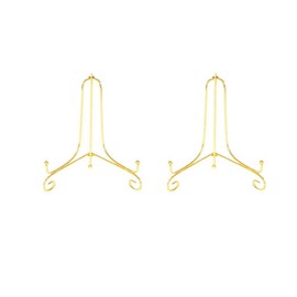 (2 Pack) 4" Iron Display Stand, Gold Small Iron Easel Plate Display Photo Holder Stand, Displays Card,Cookie, Decorative Plates,Artwork