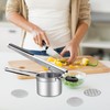 BSDLZCH Heavy-Duty Potato Masher with 3 Interchangeable Cutter Plates, Food-Grade
