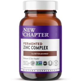 Zinc Supplement, New Chapter Fermented Zinc Complex, ONE Daily for Immune Support  Skin Health  Non-GMO Ingredients, Easy to Swallow  Digest, 90...   