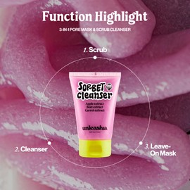 UNLEASHIA UNLEASHIA ABC Sorbet Cleanser | All-in-One 3-in-1 Moisturizing Facial Wash: Face Mask, Foaming Cleanser, Gentle Scrub- with ABC Apple, Beet, Carrot Extract for Sensitive Skin