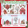 Christmas House Wall Stickers Waterclor Winter Snow Bird Tree House