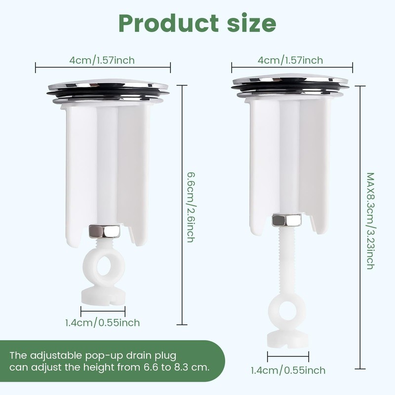 kurkip Universal Sink Plug 40 mm Chrome Drain Plug -