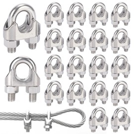Idota Pack of 20 wire rope clamps, 3 mm, stainless steel rope clamp for steel cable, steel wire, fixed, suitable for diameter 3 mm wire (M3)
